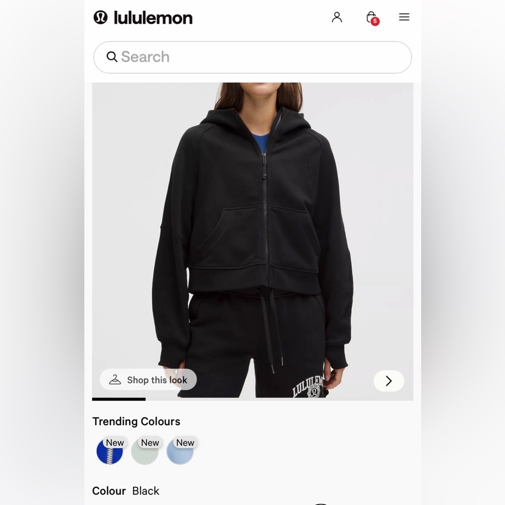 lululemon athletica Scuba Black Zip-Up Hoodie